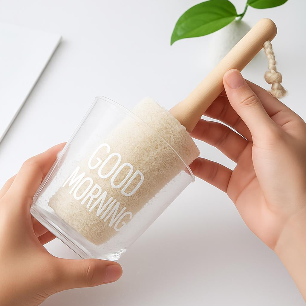 Eco-Friendly Loofah Toilet Brush with Wooden Handle