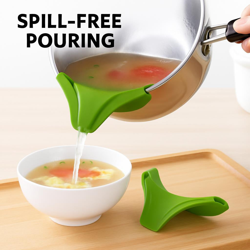 Green Silicone Clip-On Pot Spout for Spill-Free Pouring