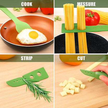 Green Multi-Functional Silicone Kitchen Utensil - Spoon and Tongs Combo