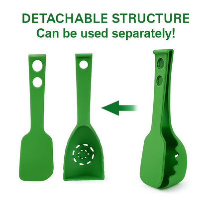 Green Multi-Functional Silicone Kitchen Utensil - Spoon and Tongs Combo