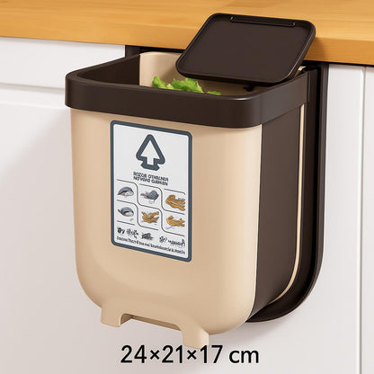 Collapsible Hanging Trash Bin for Kitchen Cabinets - Space-Saving & Eco-Friendly