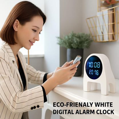 Eco-Friendly White Digital Alarm Clock