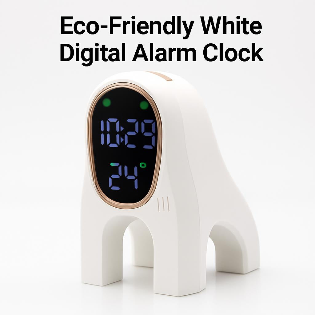Eco-Friendly White Digital Alarm Clock