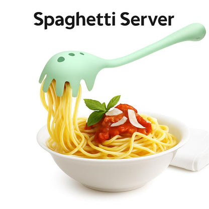 Green Multi-Functional Silicone Kitchen Utensil - Spoon and Tongs Combo