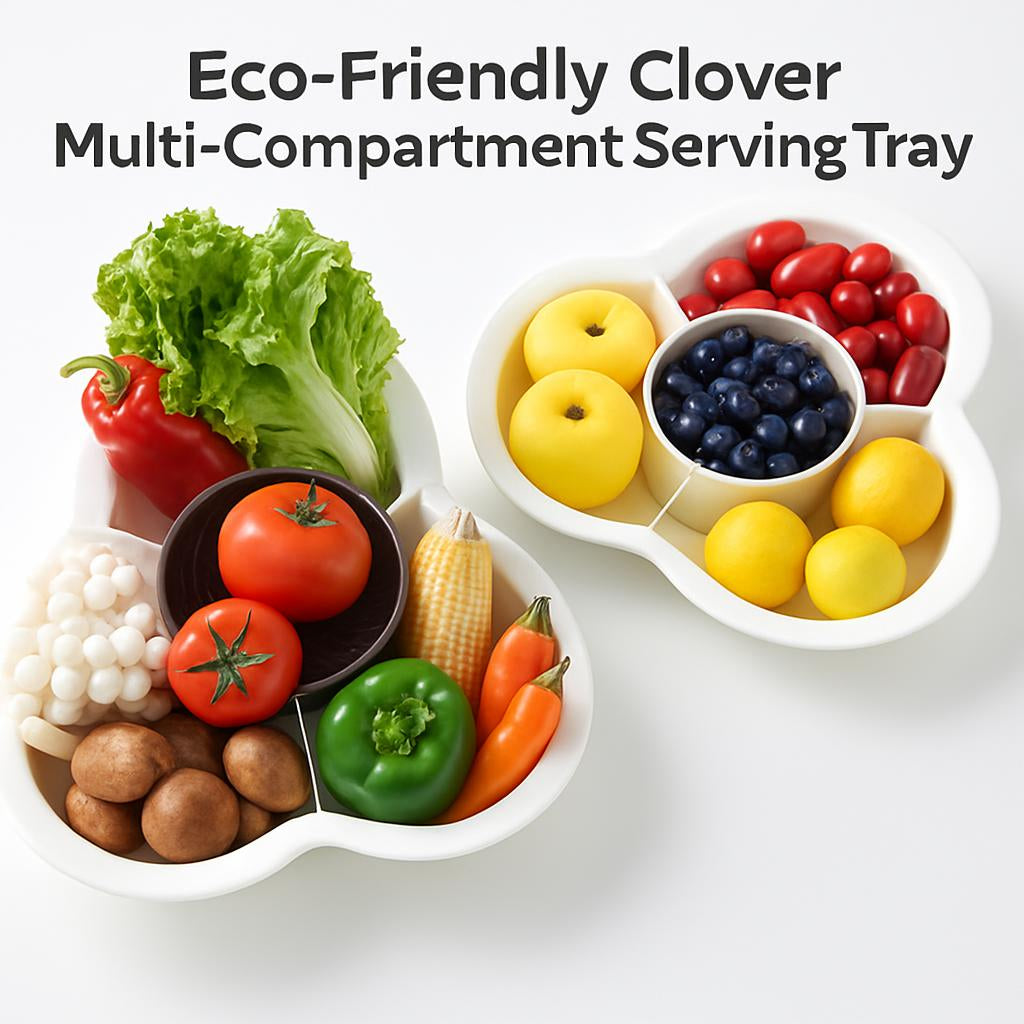 Eco-Friendly Clover Serving Tray with Multi-Compartment Design