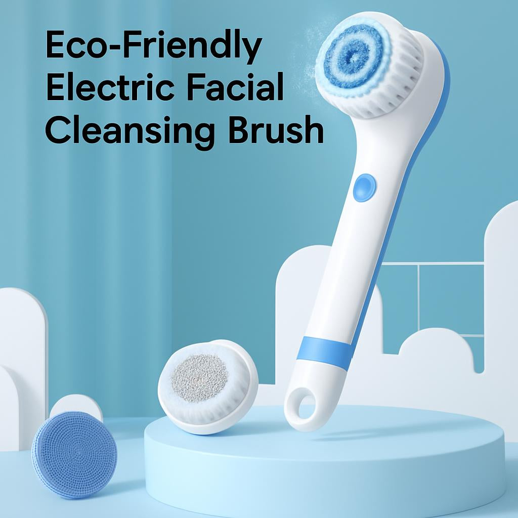 Eco-Friendly Electric Facial Cleansing Brush with Interchangeable Heads