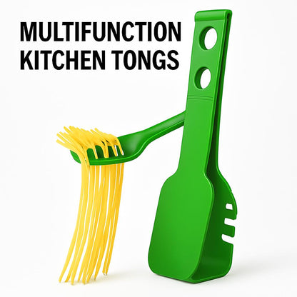 Green Multi-Functional Silicone Kitchen Utensil - Spoon and Tongs Combo