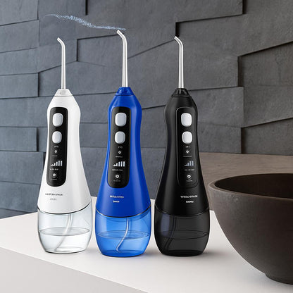 Eco-Friendly Water Flosser in White, Blue, and Black
