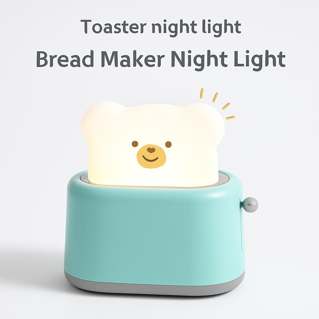 Bear-Shaped Toaster Night Light with Light Blue Base