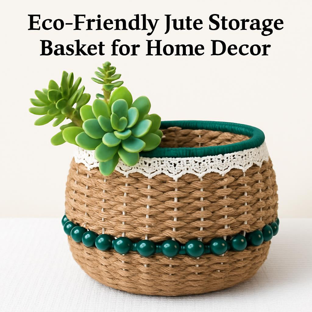 Eco-Friendly Decorative Jute Basket for Storage and Decor