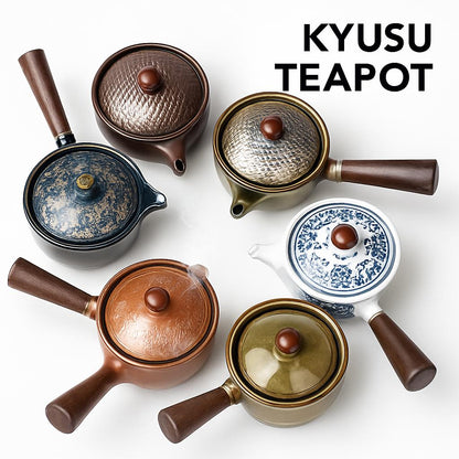 Eco-Friendly Ceramic Teapot with Wooden Grip and Filter