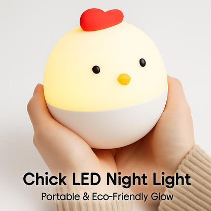 Chick-Shaped LED Night Light with Red and Yellow Accents