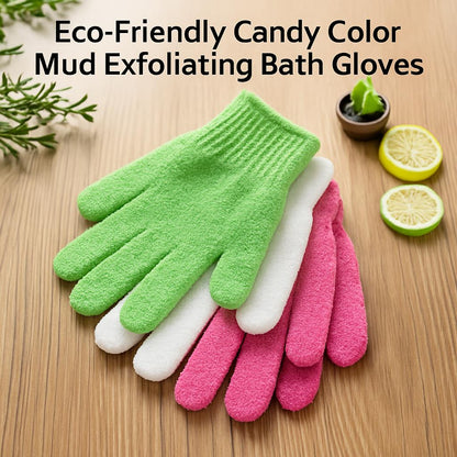 Eco-Friendly Candy Color Mud Exfoliating Bath Gloves