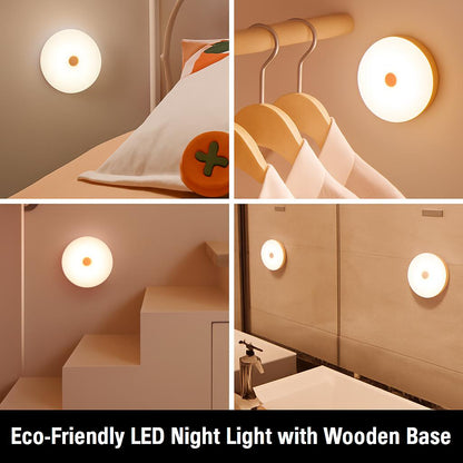 Eco-Friendly LED Night Light with Wooden Base