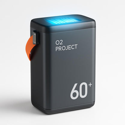 Portable air purifier with black and orange accents for eco-friendly air quality