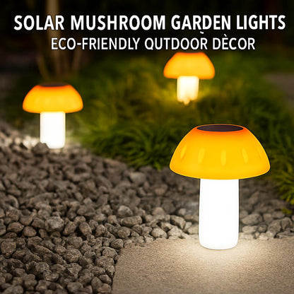 Solar Mushroom Garden Lights in Orange and White