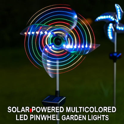 Solar-Powered Multicolored LED Pinwheel Garden Lights