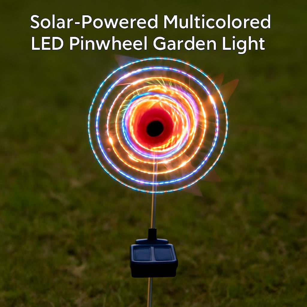Solar-Powered Multicolored LED Pinwheel Garden Lights