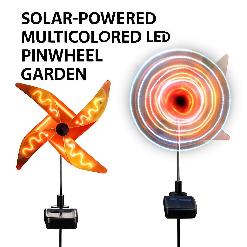 Solar-Powered Multicolored LED Pinwheel Garden Lights