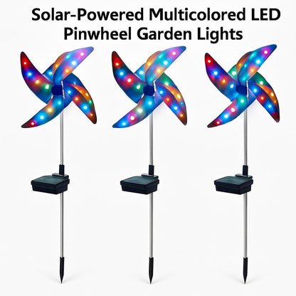 Solar-Powered Multicolored LED Pinwheel Garden Lights