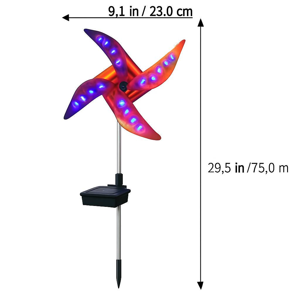 Solar-Powered Multicolored LED Pinwheel Garden Lights