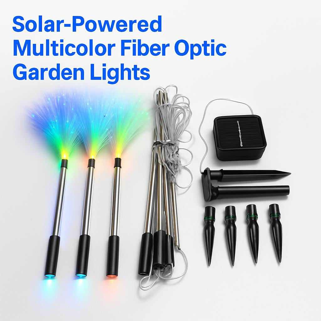 Solar-Powered Multicolor Fiber Optic Garden Lights