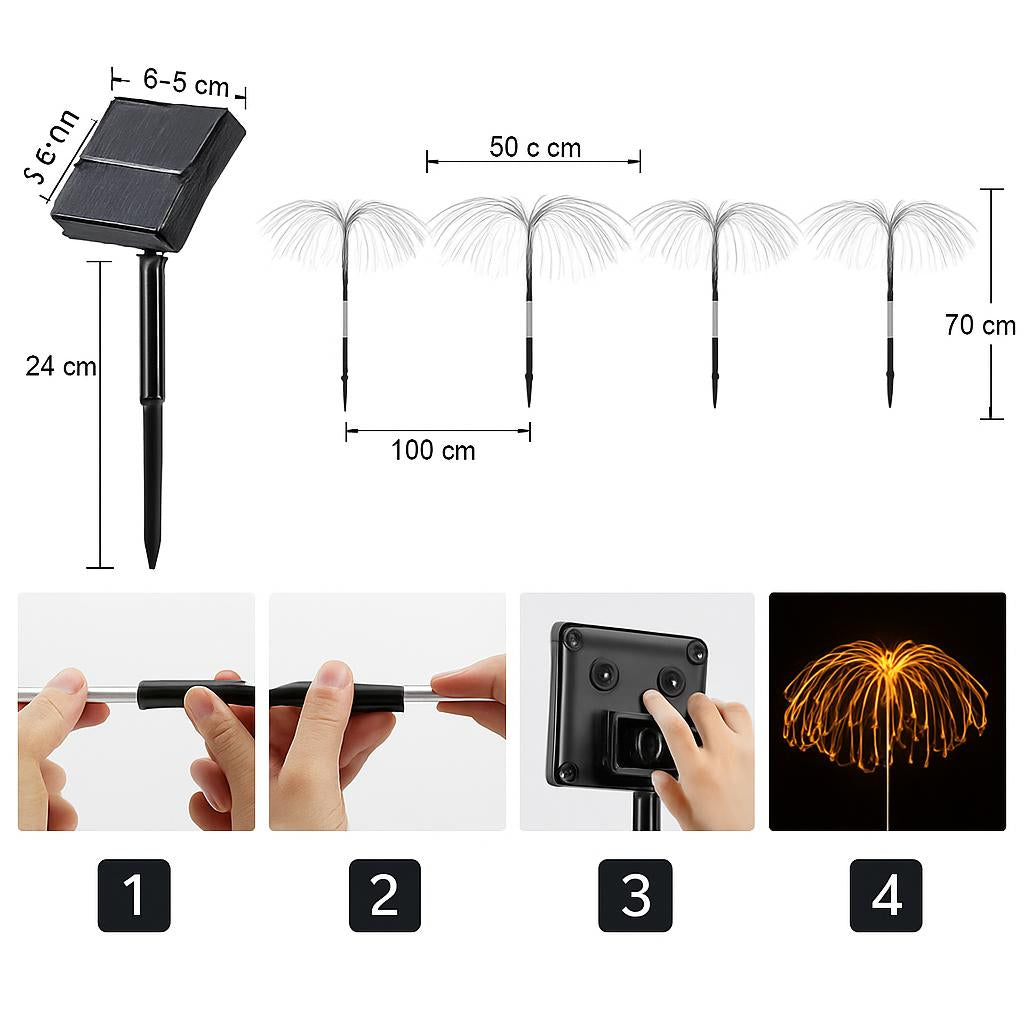 Solar-Powered Multicolor Fiber Optic Garden Lights