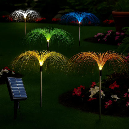 Solar-Powered Multicolor Fiber Optic Garden Lights