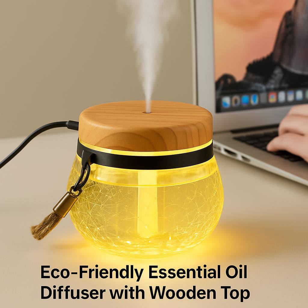 Eco-Friendly Essential Oil Diffuser with Wooden Top