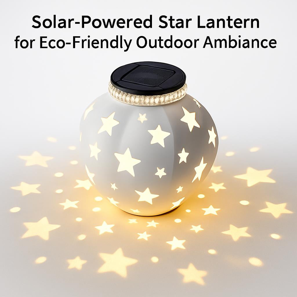 Solar-Powered Star Lantern with White Round Design