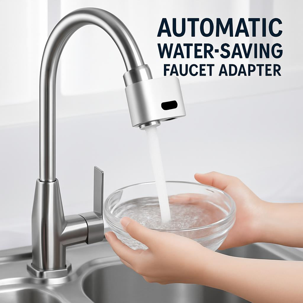 Automatic Water-Saving Faucet Adapter in Silver