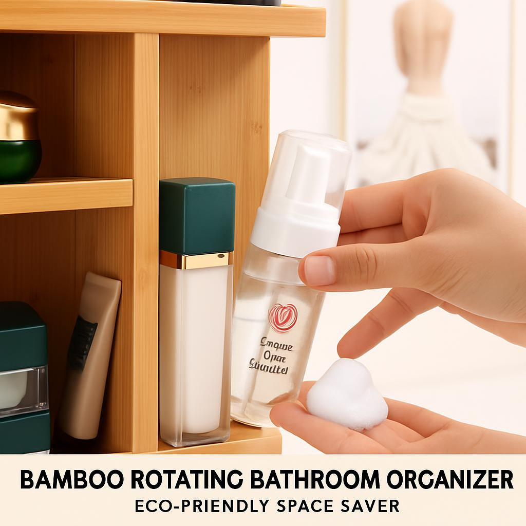 Bamboo Rotating Bathroom Organizer - Eco-Friendly Space Saver