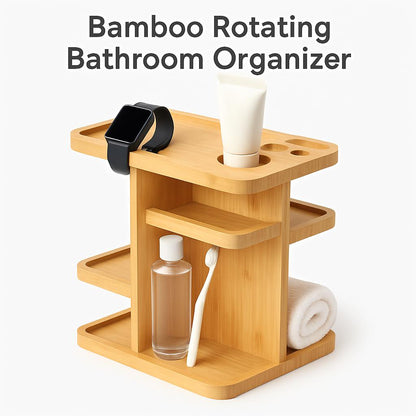 Bamboo Rotating Bathroom Organizer - Eco-Friendly Space Saver