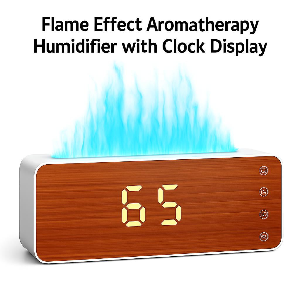 Digital Display Humidifier with Wood Finish and White Accents