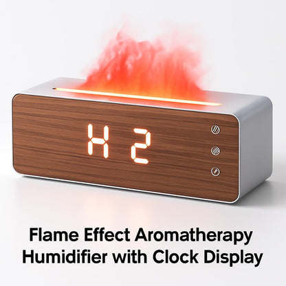 Flame Effect Aromatherapy Humidifier with Clock Display