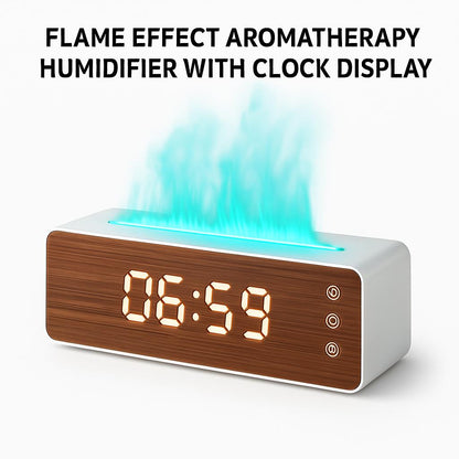 Flame Effect Aromatherapy Humidifier with Clock Display