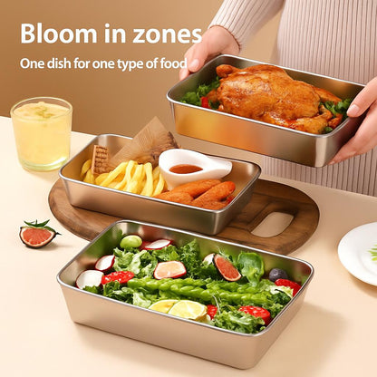 Stainless steel rectangular food containers for eco-friendly storage