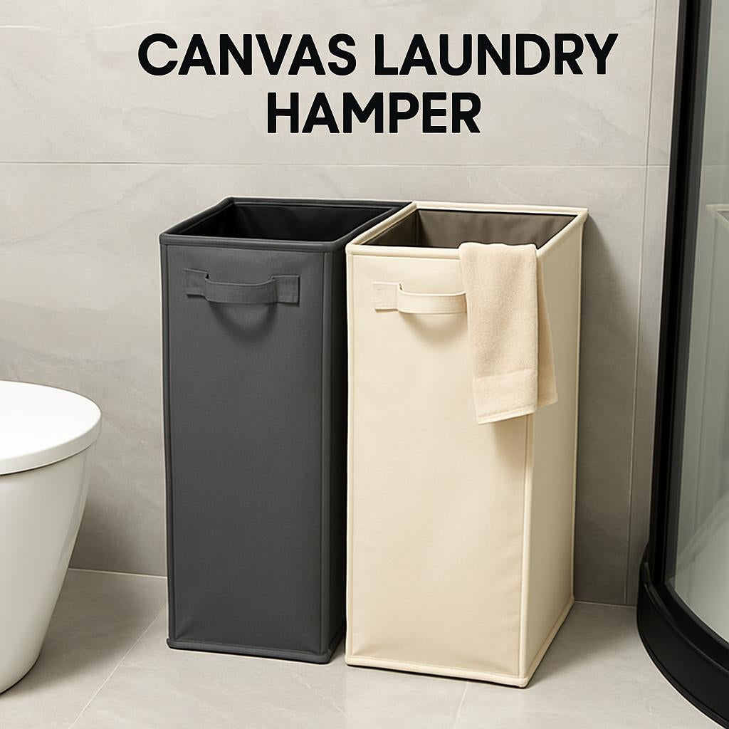 Eco-Friendly Beige Canvas Laundry Hamper for Small Spaces