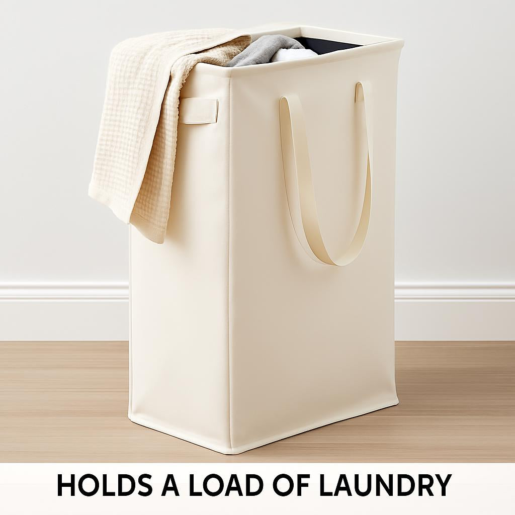 Eco-Friendly Beige Canvas Laundry Hamper for Small Spaces
