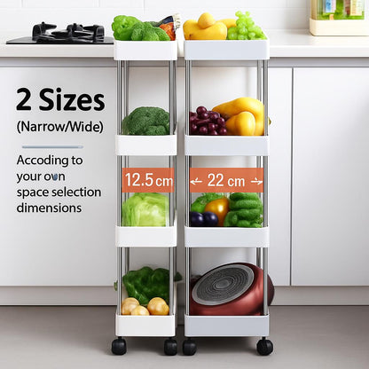 Space-Saving White Rolling Storage Cart