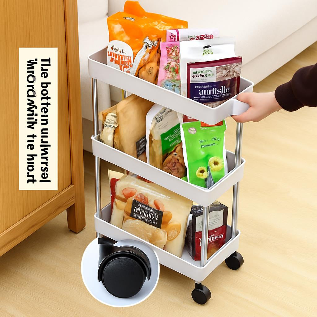 Space-Saving White Rolling Storage Cart