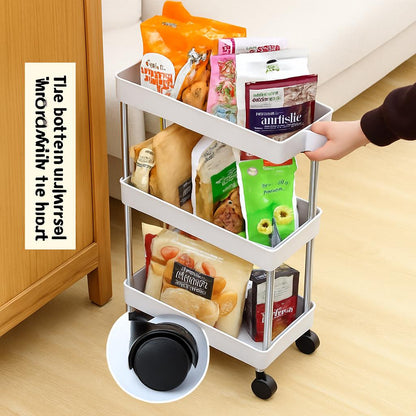 Space-Saving White Rolling Storage Cart