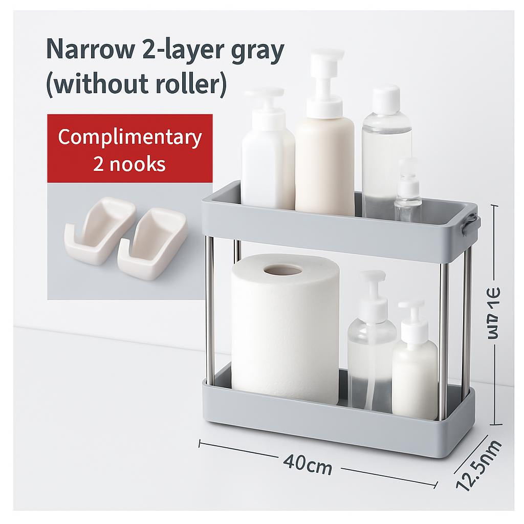 Space-Saving White Rolling Storage Cart