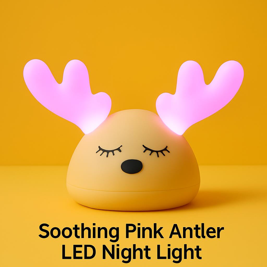 Yellow base night light with pink antlers