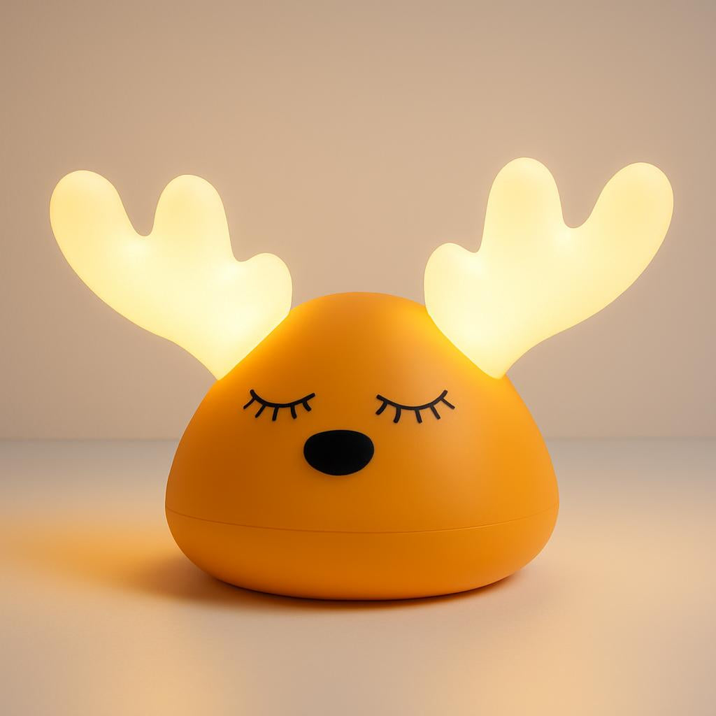 Soothing Pink Antler LED Night Light for Eco-Friendly Homes