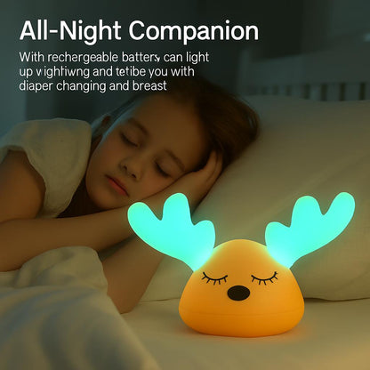 Soothing Pink Antler LED Night Light for Eco-Friendly Homes