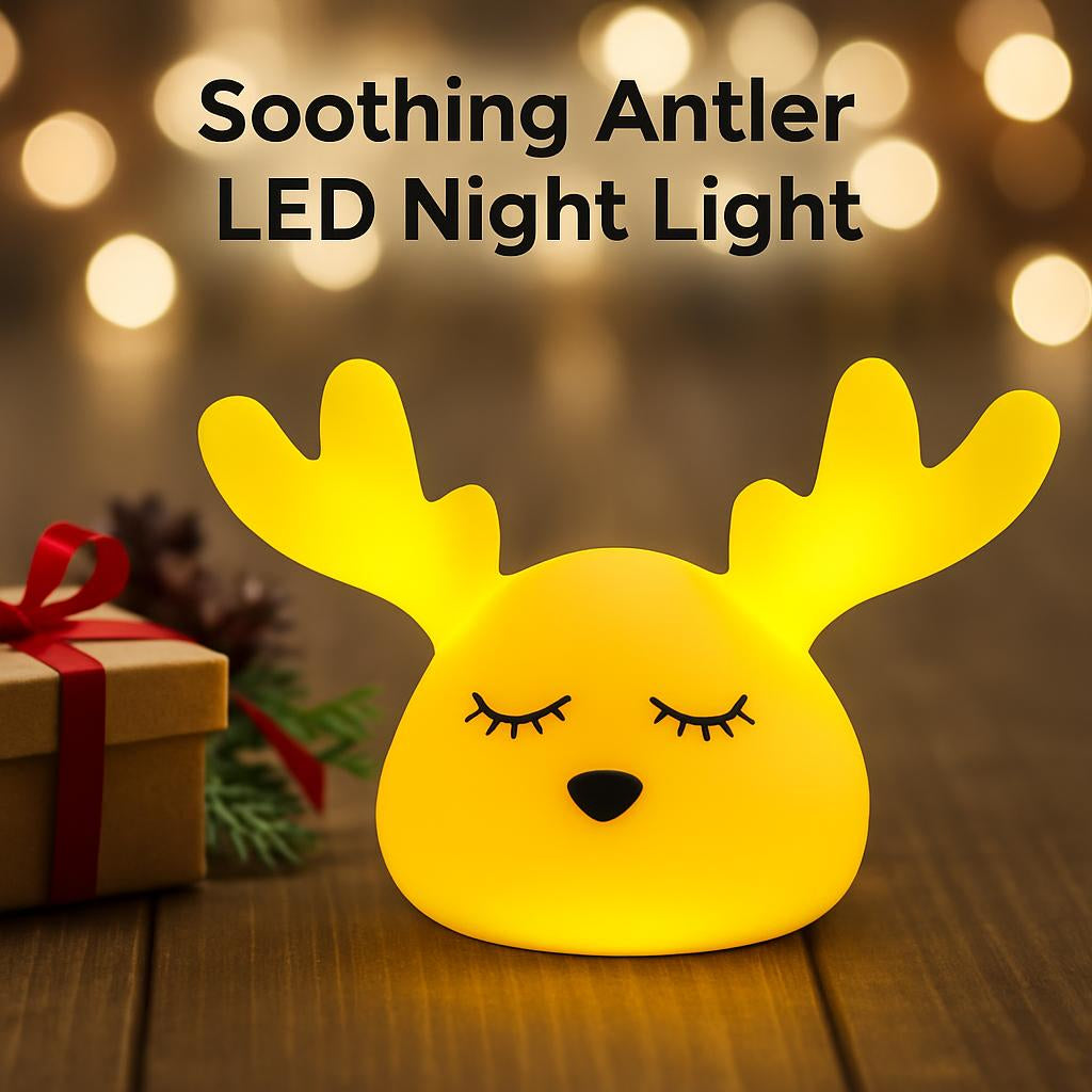 Soothing Pink Antler LED Night Light for Eco-Friendly Homes