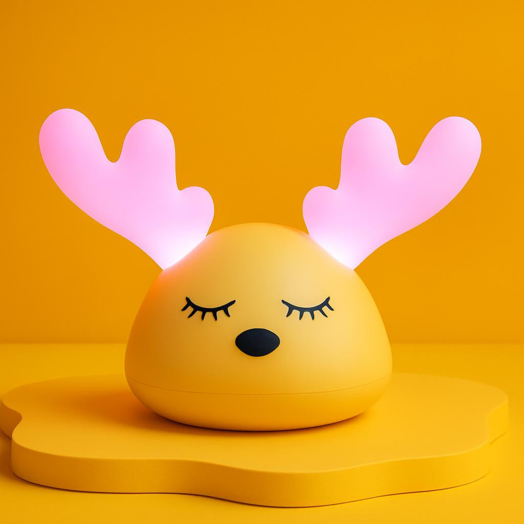 Soothing Pink Antler LED Night Light for Eco-Friendly Homes