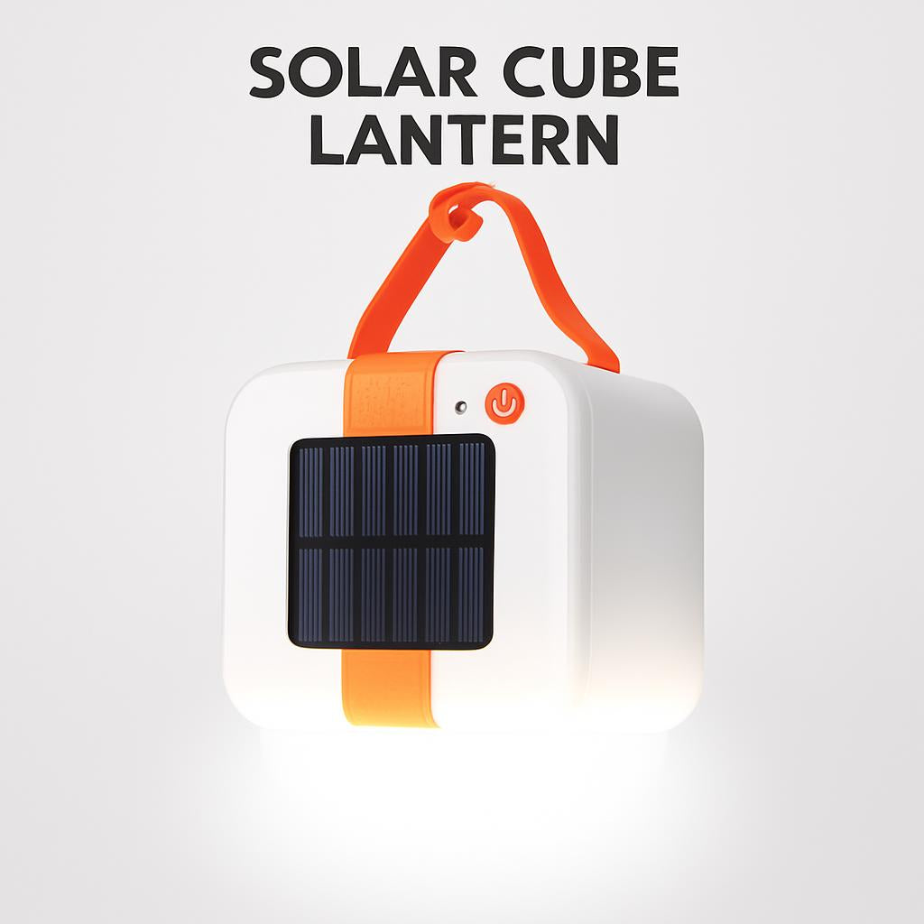 Solar Cube Lantern with Orange Handle