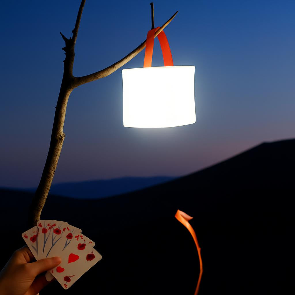Solar Cube Lantern with Orange Handle